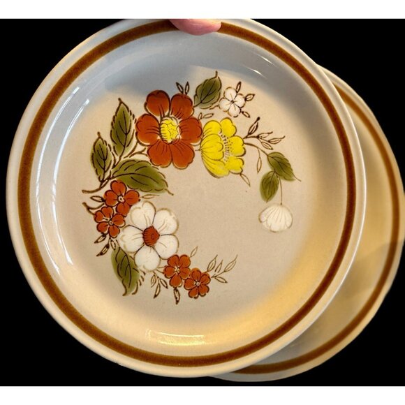 Mountain Wood Collection Stoneware Trellis Blossom 10.5" Dinner Plates 5 - Picture 1 of 11